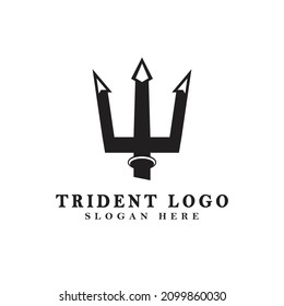 Logo concept of the trident weapon used by mythological god. Good for business