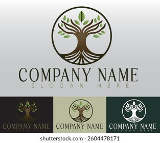 Logo concept uses a circle to encapsulate a tree, embodying life and vitality.