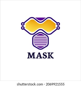 The logo with the concept of VR glasses with connection lines symbolizes sophistication and uniqueness