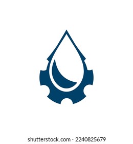 Logo concept of water drop on gear. Vector illustration.