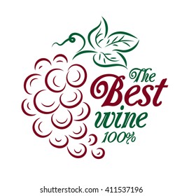 Logo concept of wine with bunch of grapes. Emblem, badge or label for a wine company,winery,wine house, bar, wine shop. Vector
