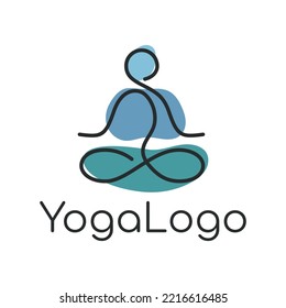 Concepto de logotipo para un estudio de yoga. Símbolo de meditación. Un signo del equilibrio de la armonía zen.