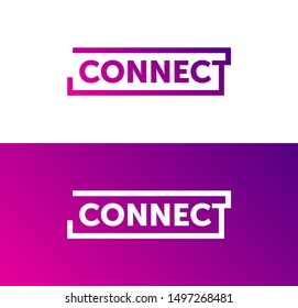 Logo connect. Abstract connect icon logo design made of color pieces - various color gradient.