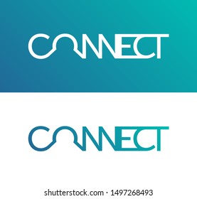 Logo connect. Abstract connect icon logo design made of color pieces - various color gradient.