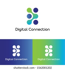 Logo connect, link concept, group connection, initial D, initial C, Technology logo, digital logo concept, vector gradient tech, connecting vector template, bastrack atom, biology