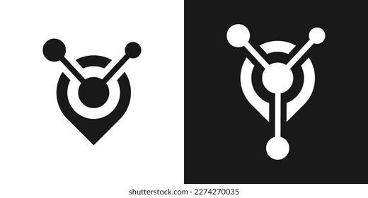 imagen vectorial de la conexión de logotipo y la ubicación del pin