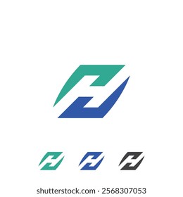 logo consisting of an abstract 'Z' and 'H' shape in green and blue, with three smaller variations of the same logo in different colors below it.