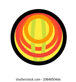 a logo consisting of a circle with several colors