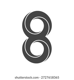the logo consists of the 8 three dimension. Abstract, outline and elegant.