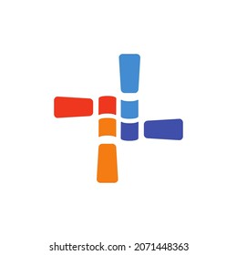 The logo consists of four command signs that are rotated 90 degrees. In the center of the flag symbol.