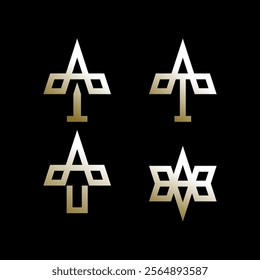 the logo consists of the letter AT. Abstract, ornament, outline and elegant.