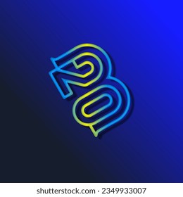 el logotipo consta de la letra B y el número 20 combinados. Contorno y elegante.