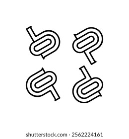 the logo consists of the letter b p d q and number 0. Abstract, outline and elegant.