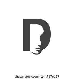 das Logo besteht aus dem Buchstaben D und dem Gesicht. Abstraktes Motiv, Fill und elegant.
