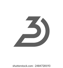 the logo consists of the letter D and number 3. Abstract, outline and elegant.