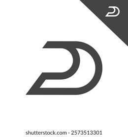 the logo consists of the letter D and number 2. Abstract, outline and elegant.