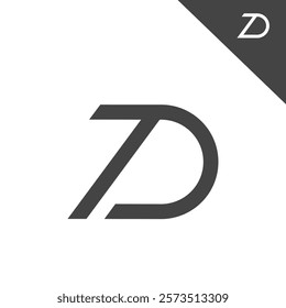 the logo consists of the letter D and number 7. Abstract, outline and elegant.