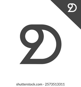 the logo consists of the letter D and number 9. Abstract, outline and elegant.