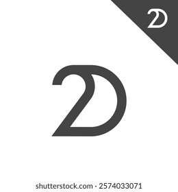 the logo consists of the letter D and number 2. Abstract, outline and elegant.