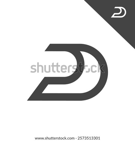 the logo consists of the letter D and number 2. Abstract, outline and elegant.