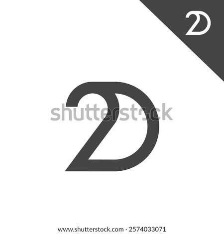 the logo consists of the letter D and number 2. Abstract, outline and elegant.