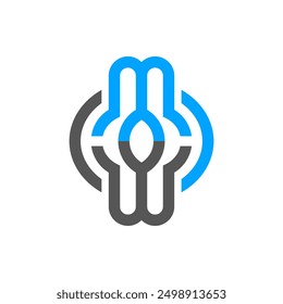 el logotipo consta de las letras M y W. Abstractas, contorno y elegante.