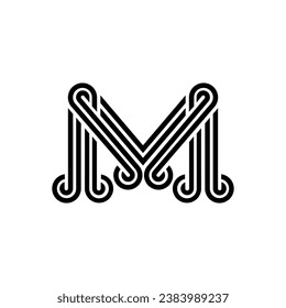 el logotipo consiste en la letra M y la onda combinada. Contorno y elegante.