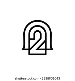 the logo consists of the letter n and number 2 combined. Outline and elegant.