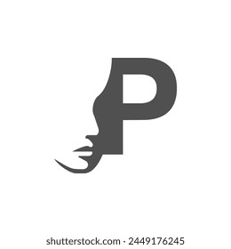 das Logo besteht aus dem Buchstaben P und dem Gesicht. Abstraktes Motiv, Fill und elegant.