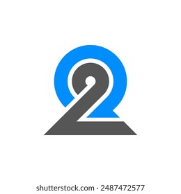 the logo consists of the letter Q and number 2. Abstract, outline and elegant.