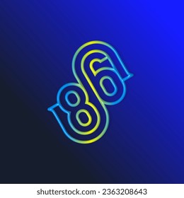 el logotipo consiste en la letra S y el número 86 combinados Redondeados. Contorno y elegante.