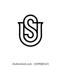 el logotipo consta de la letra U y S combinadas. Contorno y elegante.