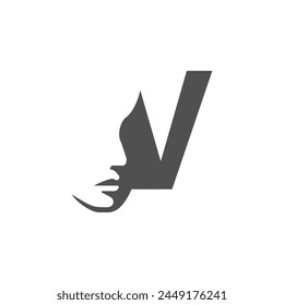 el logotipo consta de la letra V y la cara. Motivo Abstractas, Relleno y elegante.