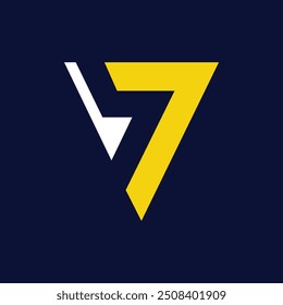 the logo consists of the letter V and number 7. Abstract, outline and elegant.