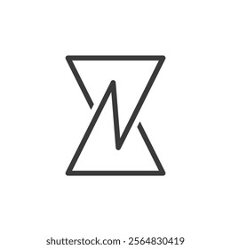 the logo consists of the letter Z N mono line or two triangles. Abstract, outline and elegant.