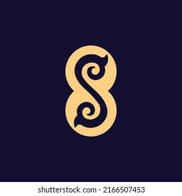 el logotipo consta de las letras S y 8 monograma. Batik