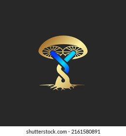 the logo consists of the letters Y and S monogram. Oyster mushroom