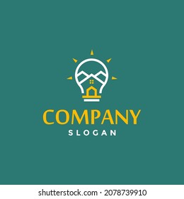 The logo consists of a light bulb in which there is a building or house in a simple and modern form.