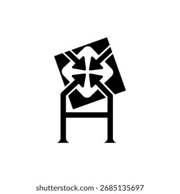 el logotipo consiste en la letra A del monograma y las flechas hacia adentro. Abstractas, contorno y elegante.