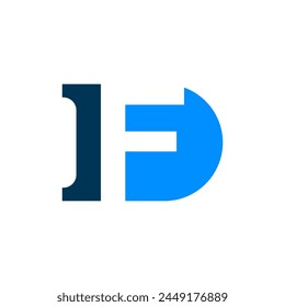 el logotipo consiste en la letra monograma F y la letra D motivo abstracto. Relleno y elegante.