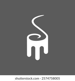 the logo consists of monogram the letter M and hot milk. Abstract, ornament and elegant.