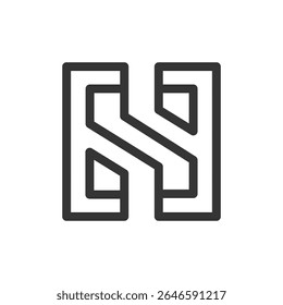 o logótipo consiste em monogramas com as letras S e N. Resumo, contorno e elegante.