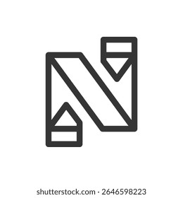 the logo consists of monogram the letter X and N. Abstract, outline and elegant.