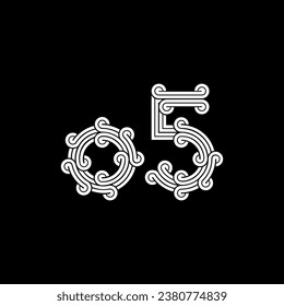 el logotipo consta de los números 0 y 5 combinados. Contorno y elegante.