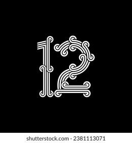 the logo consists of the number 1 and 2 combined. Outline and elegant.