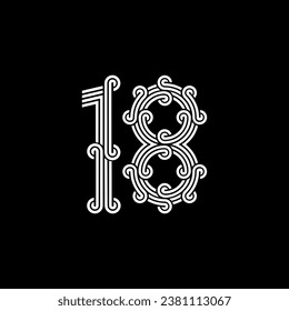 the logo consists of the number 1 and 8 combined. Outline and elegant.