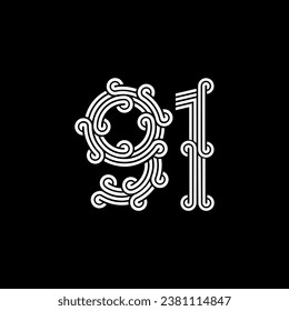 the logo consists of the number 1 and 9 combined. Outline and elegant.