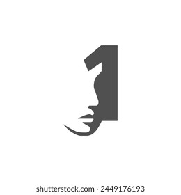 el logo consiste en el número 1 y la cara. Motivo Abstractas, Relleno y elegante.