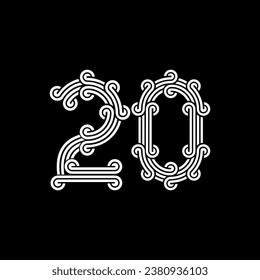 the logo consists of the number 2 and 0 combined. Outline and elegant.