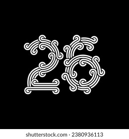 el logotipo consta de los números 2 y 6 combinados. Contorno y elegante.